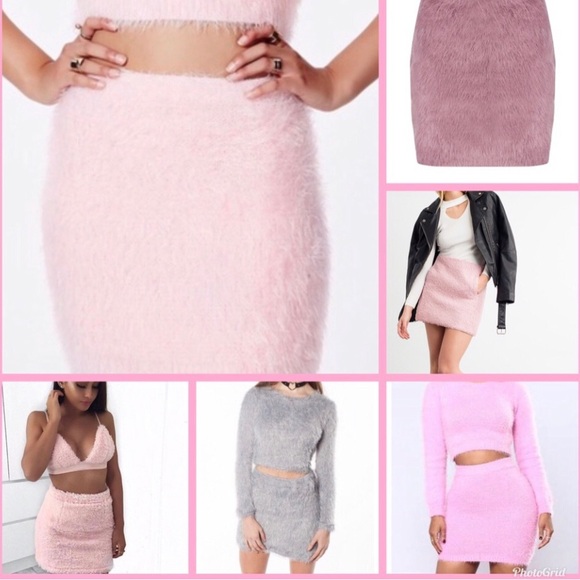 Hot & Delicious fuzzy, knit, eyelash or boucle style in skirt coral pink NEW - Picture 2 of 14